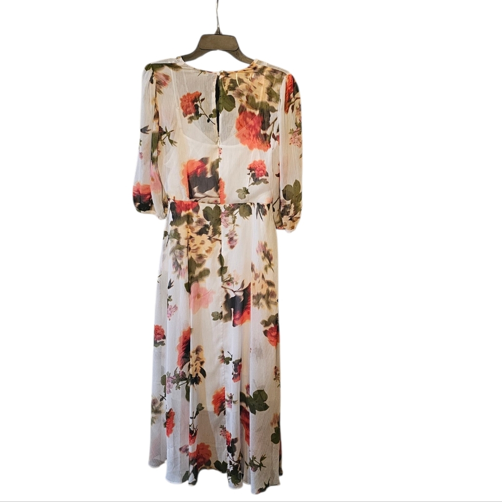Calvin KleinWomen's Floral-print Faux-wrap Chiffon High-low Dress Sz 4 NWT - Picture 6 of 16